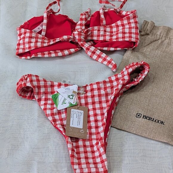 Berlook / new with tags / Small / Medium / XL Textured Plaid Bikini set - Picture 2 of 2
